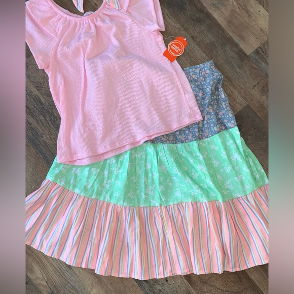 Wonder Nation NWT 3 piece skirt/shirt/hair scrunchie outfit set size L 10/12 - Picture 3 of 4